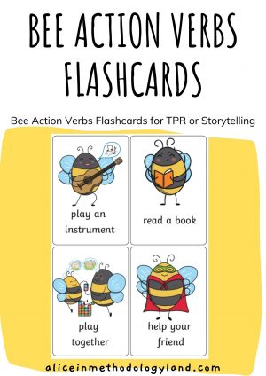 🐝Busy as a Bee: Bee Action Verbs Flascards for TPR or Storytelling